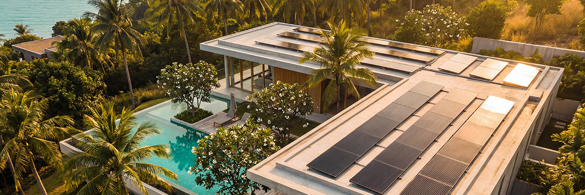 Luxury Samui villa with solar panels and ocean view